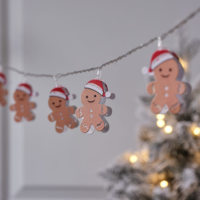 10 Gingerbread LED String Lights