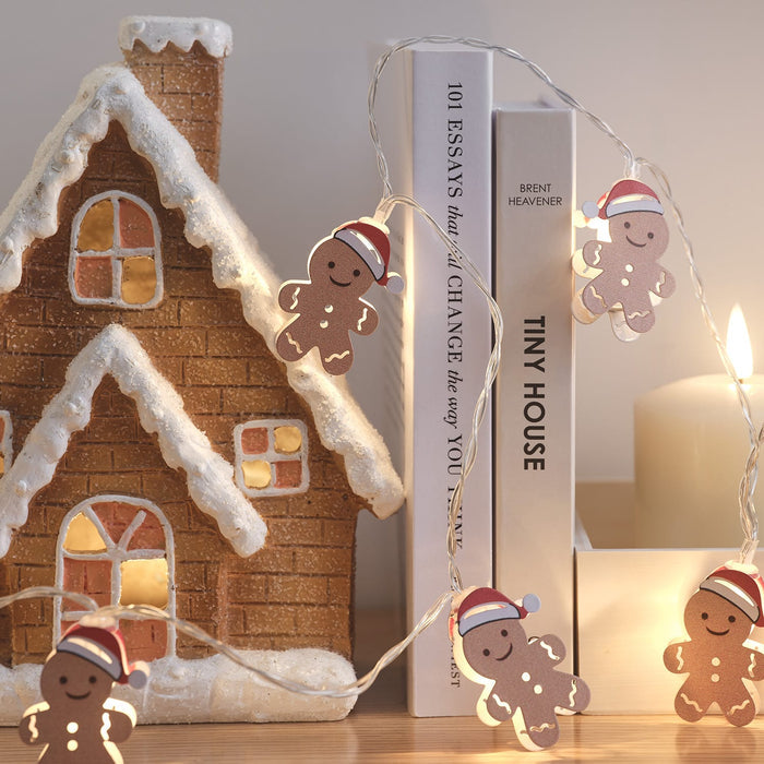 10 Gingerbread LED String Lights