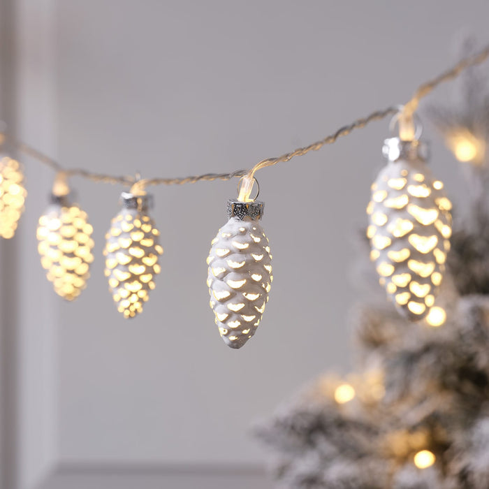 10 Glass Pinecone LED String Lights