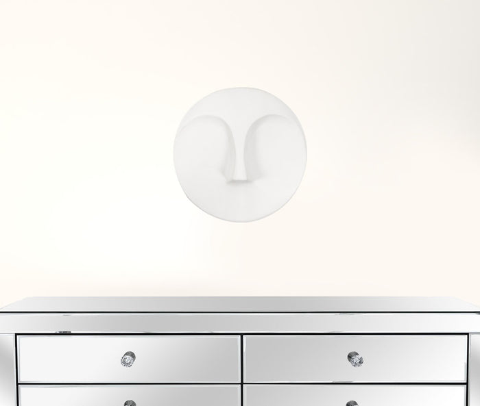 10" Matte White Round Face Wall Sculpture