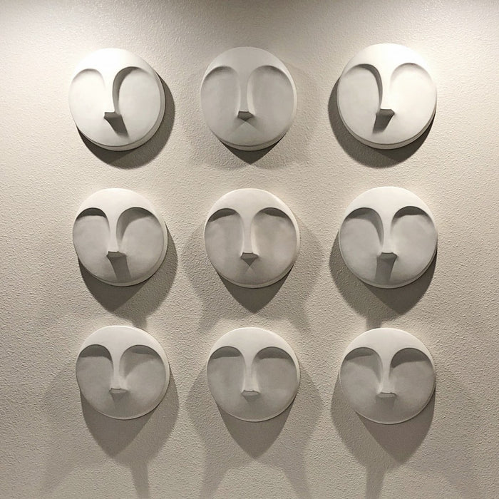 10" Matte White Round Face Wall Sculpture