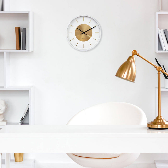 10" NEXTIME Retro II' White Metal Wall Clock