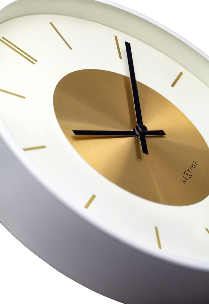 10" NEXTIME Retro II' White Metal Wall Clock
