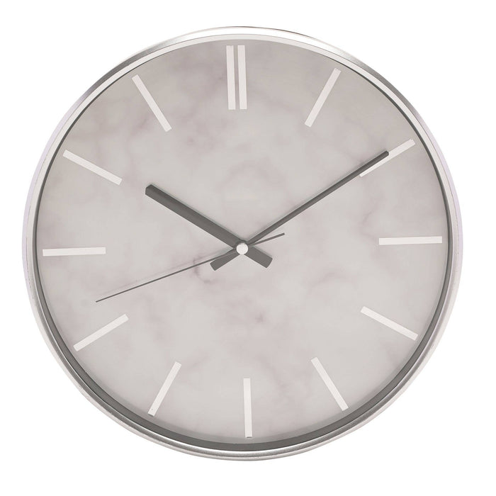 12" Hometime Slim Line Silver Marble Pattern Wall Clock