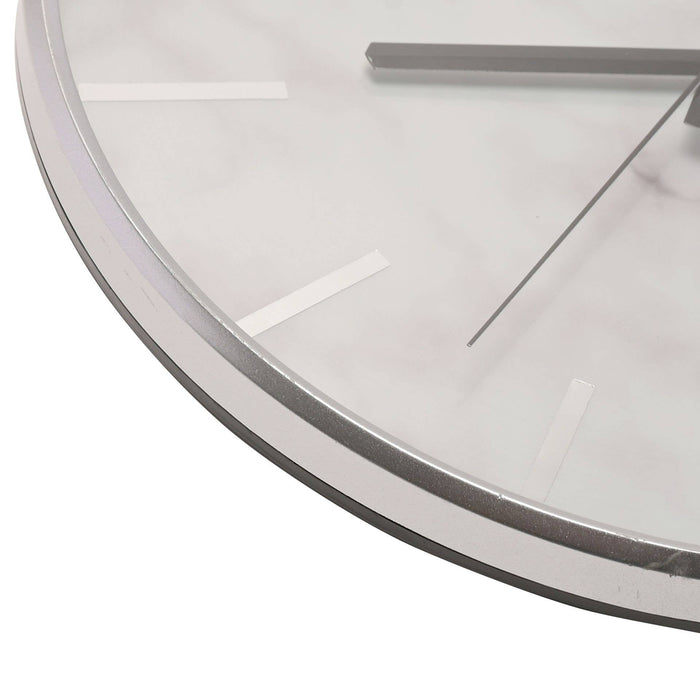 12" Hometime Slim Line Silver Marble Pattern Wall Clock