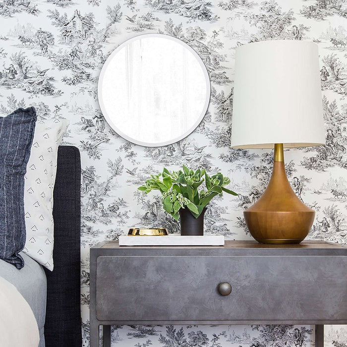 12" Minimalist Round Wall Mirror With Beveled Edge
