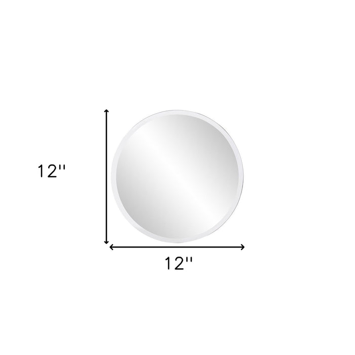 12" Minimalist Round Wall Mirror With Beveled Edge
