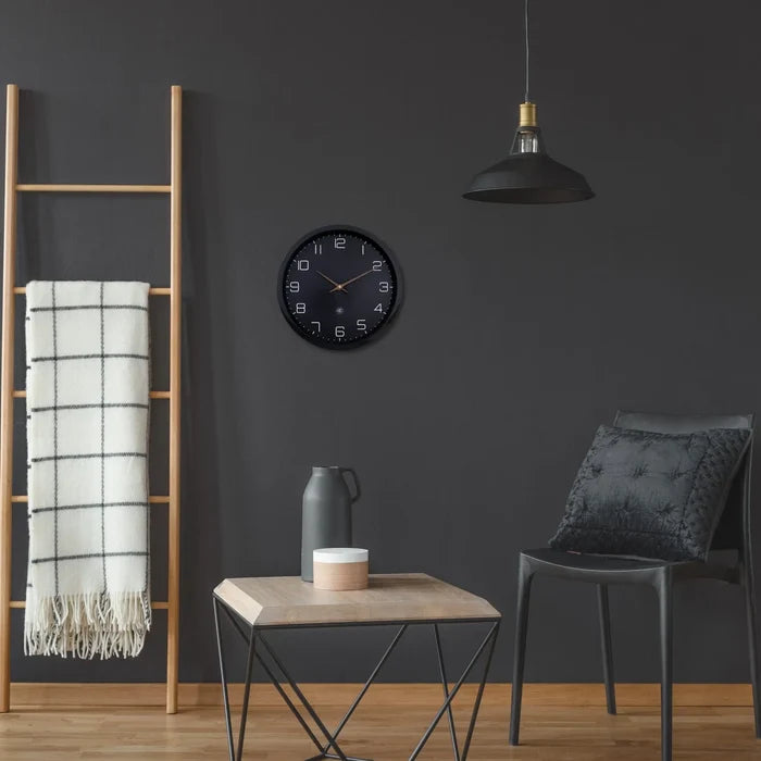 12" NeXtime 'ECO' Paper & Bioplastic Black Wall Clock
