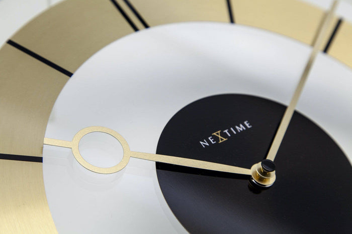 12" NEXTIME White & Gold Retro Glass Wall Clock