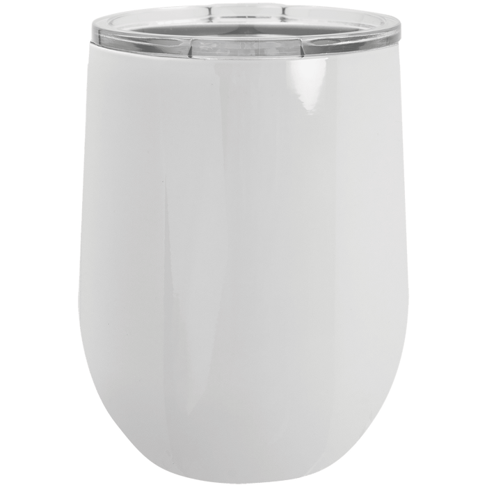 White 12 oz. Polar Camel Stemless Wine Tumbler w/ Lid