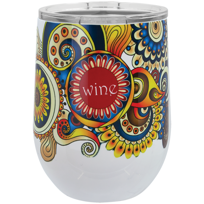 White 12 oz. Polar Camel Stemless Wine Tumbler w/ Lid