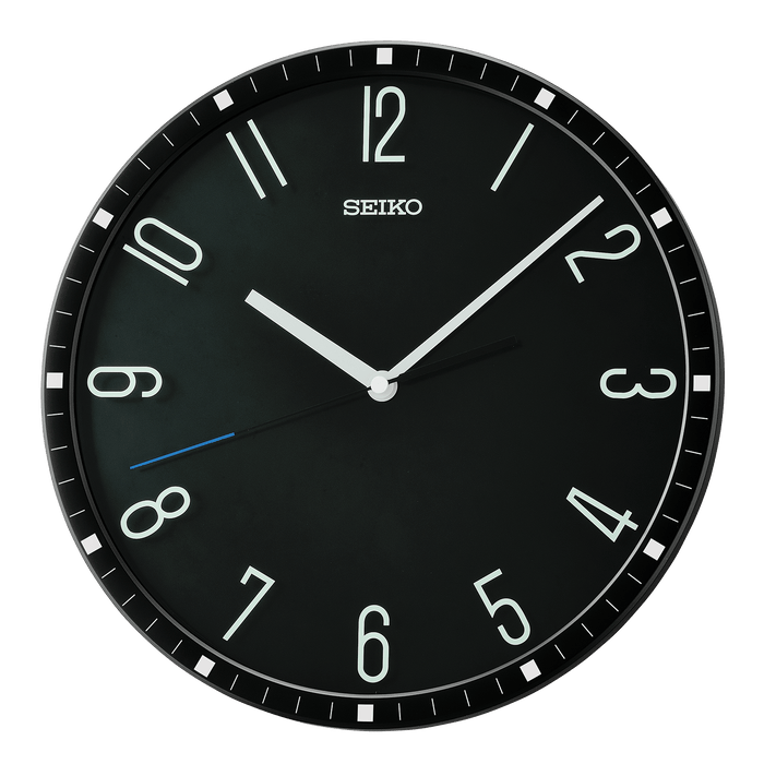 12" Seiko Black Derby Wall Clock