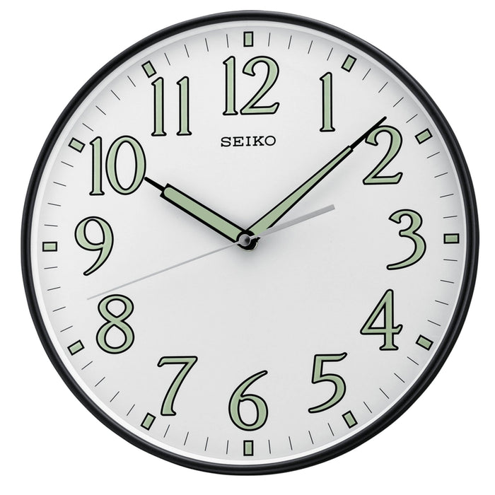 12" Seiko Black Watch Glow-in-the-Dark Wall Clock