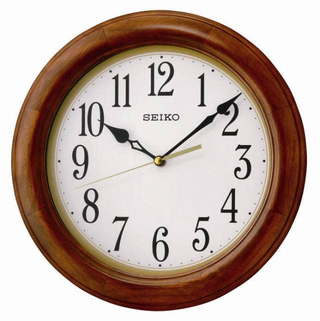 12" Seiko Round Faux Wooden Wall Clock