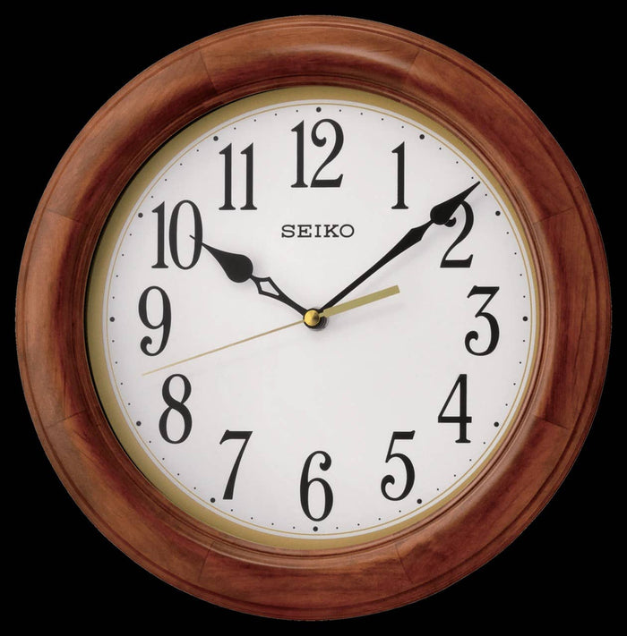 12" Seiko Round Faux Wooden Wall Clock