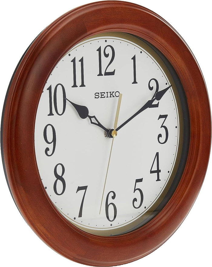 12" Seiko Round Faux Wooden Wall Clock