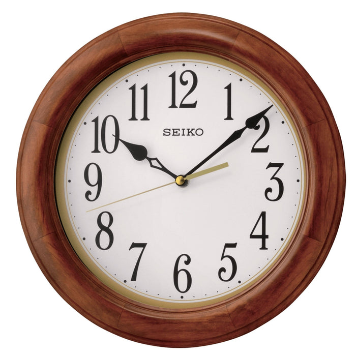 12" Seiko Round Faux Wooden Wall Clock