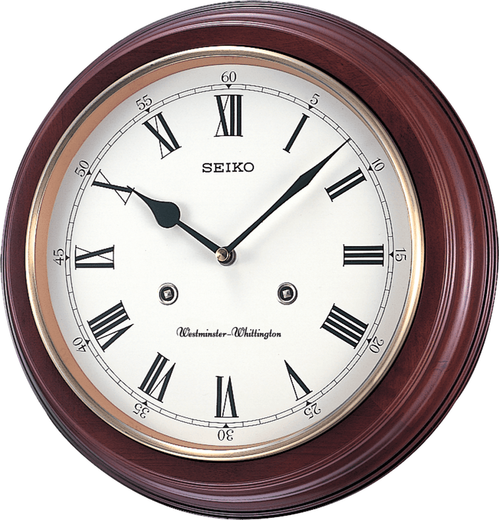 12" Seiko Round Wooden Grain Finish Wall Clock