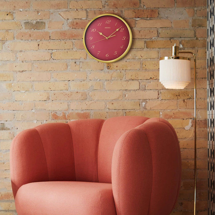 12" Seiko Saito Wall Clock Holiday Garnet Color