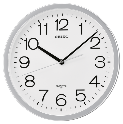 12" Seiko Silver Office Classic Numbered Quiet Sweep Wall Clock