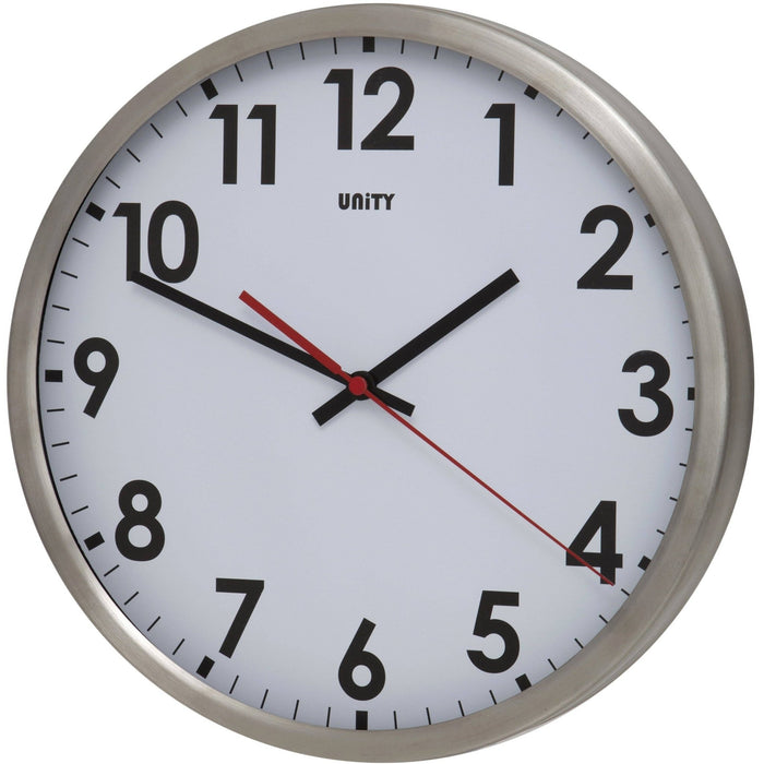 12" Unity Silver Stainless Steel Silent Sweep Wall Clock
