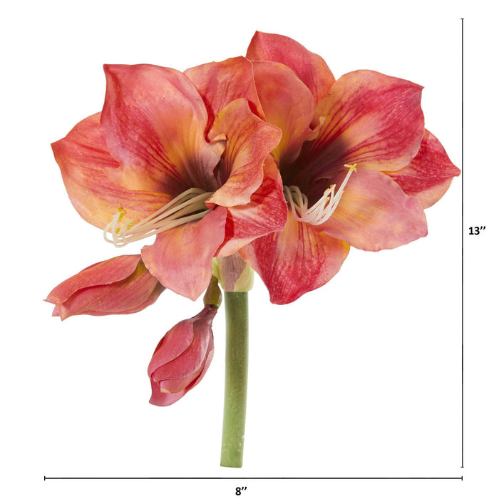 13” Amaryllis Artificial Flower (Set of 4)