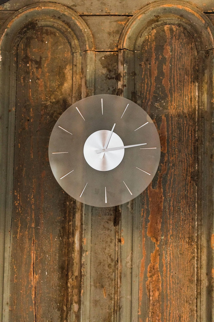 14" Finley Frosted Glass Wall Clock