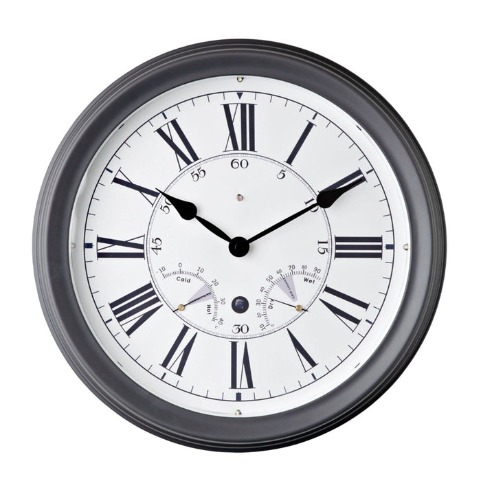 14" Hometime Gray Wall Clock With Sound Controlled LED Light Roman Dial