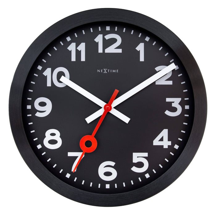 14" NeXtime 'Station' Black Wall Clock