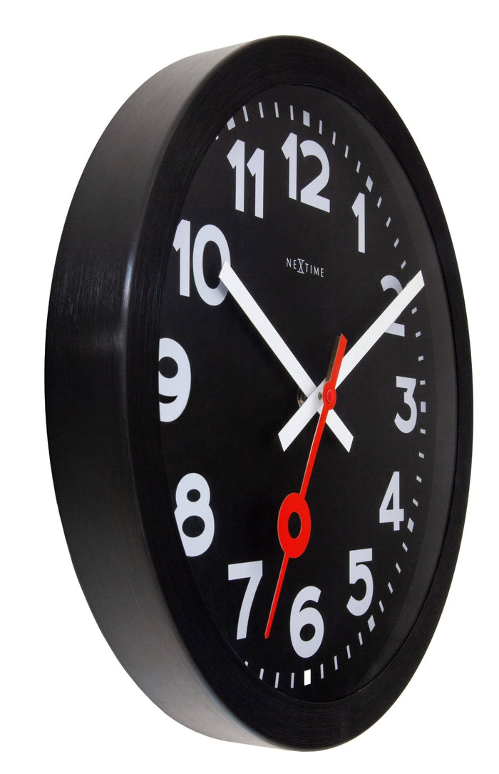 14" NeXtime 'Station' Black Wall Clock