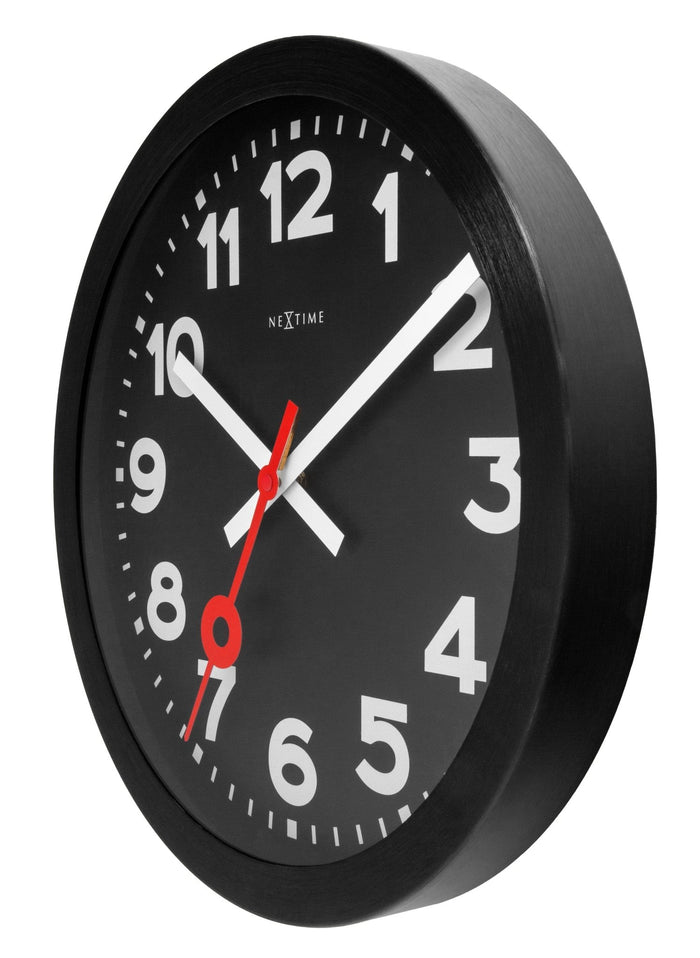 14" NeXtime 'Station' Black Wall Clock