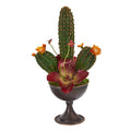 15” Cactus Artificial Plant in Metal Chalice