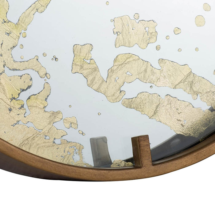 16" Round Gold And White Wood Analog Wall Clock