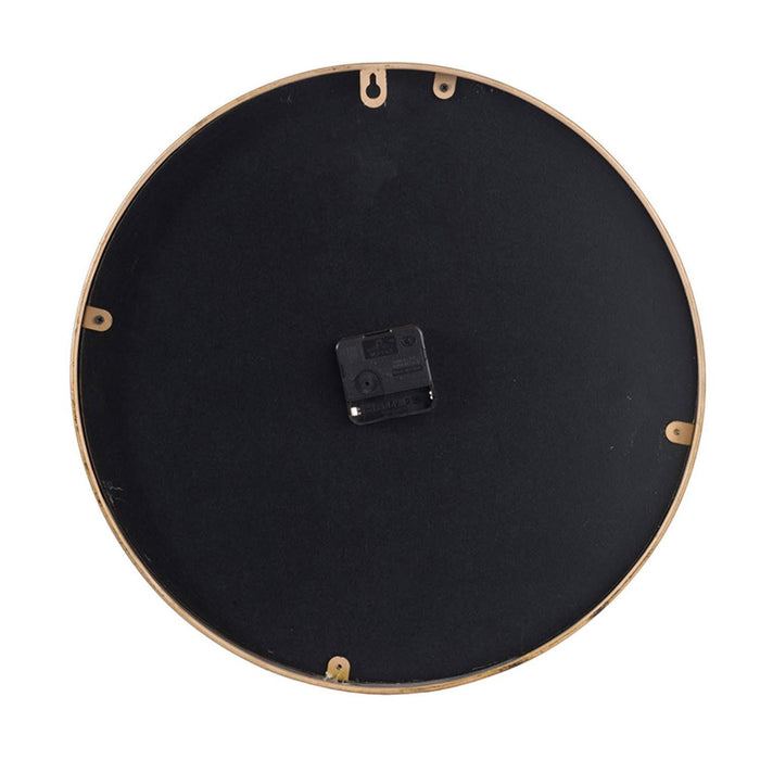 16" Round Gold And White Wood Analog Wall Clock