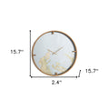16" Round Gold And White Wood Analog Wall Clock