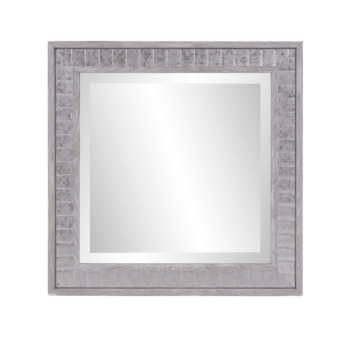 16" Warm Gray Faux Wood Square Wall Mirror