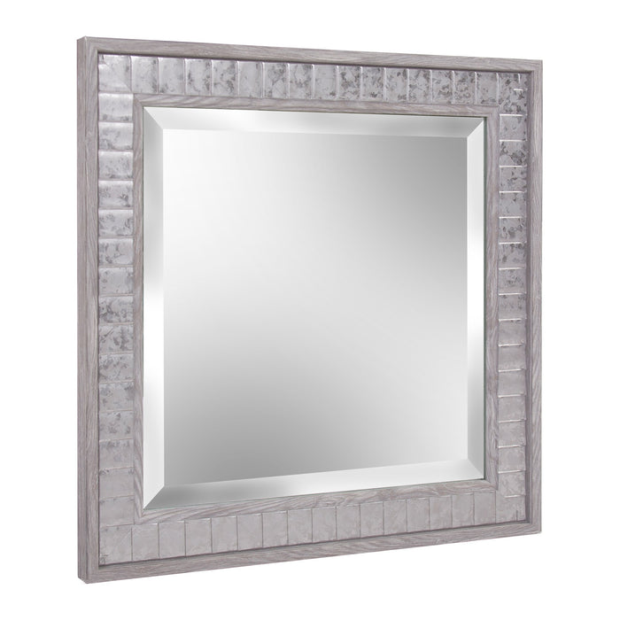16" Warm Gray Faux Wood Square Wall Mirror