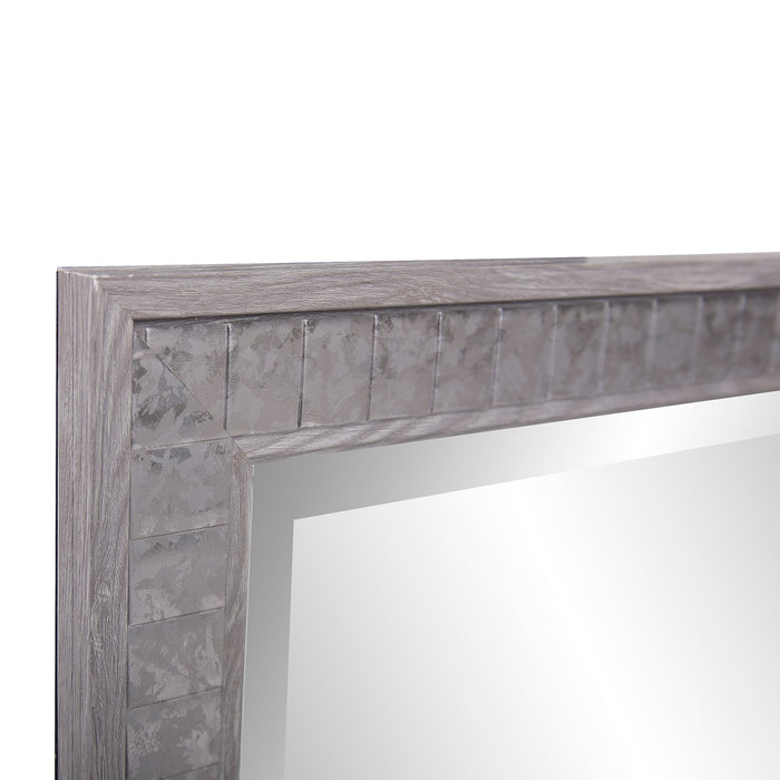 16" Warm Gray Faux Wood Square Wall Mirror