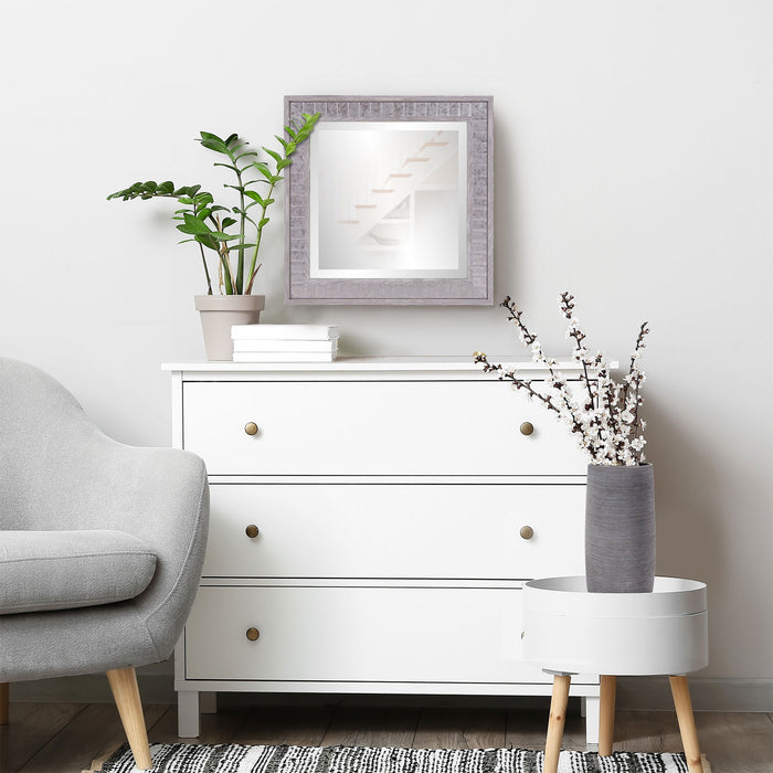 16" Warm Gray Faux Wood Square Wall Mirror