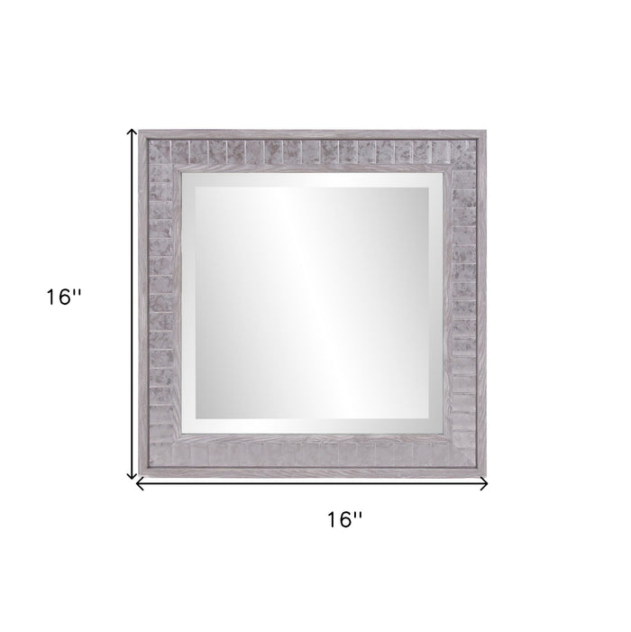 16" Warm Gray Faux Wood Square Wall Mirror