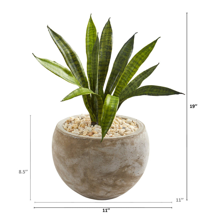 19” Sansevieria Artificial Plant in Sand Colored Planter
