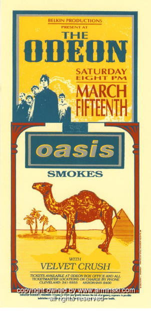 1995 Oasis w/ Velvet Crush Concert Poster by Arminski (MA-027)
