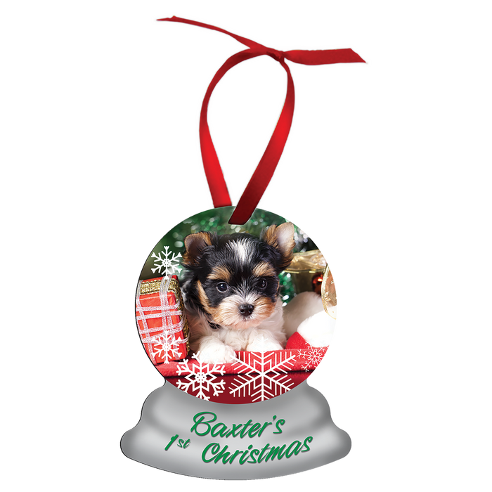 3.75" x 3" 2 Sided Gloss White Aluminum Snow Globe Ornament