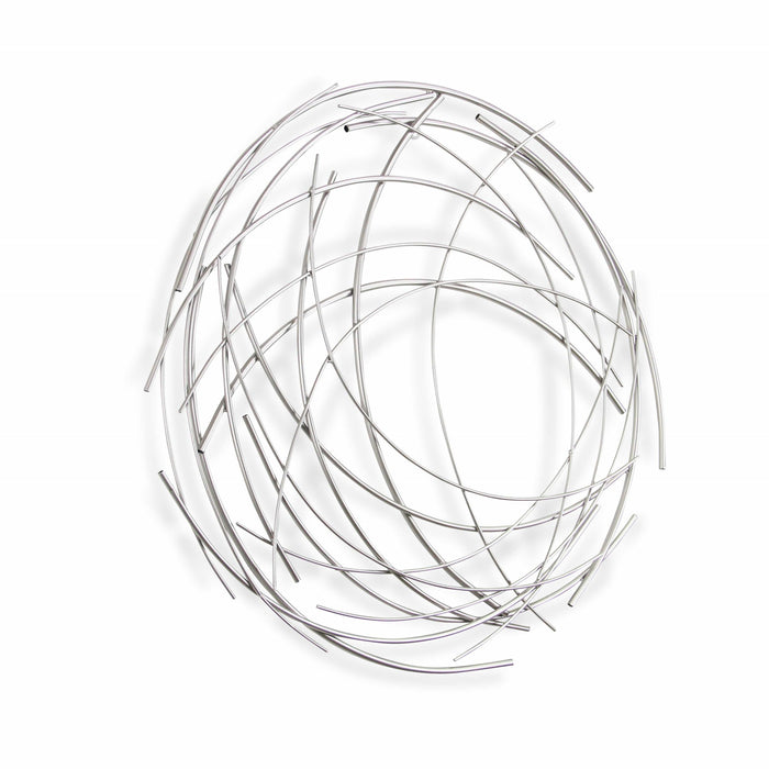 25.5" Silver Metal Abstract Round Hanging Wall Art