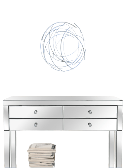 25.5" Silver Metal Abstract Round Hanging Wall Art