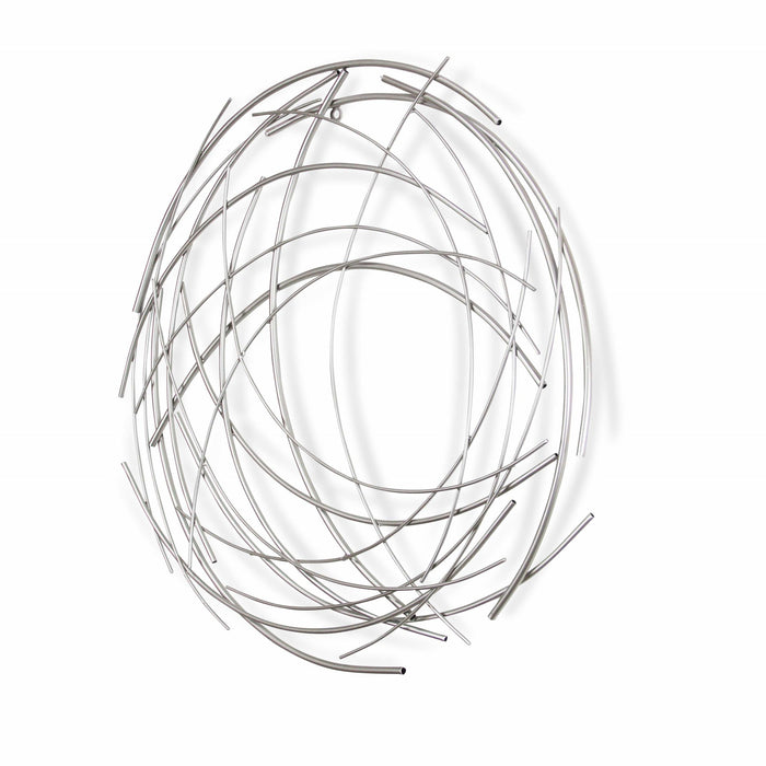 25.5" Silver Metal Abstract Round Hanging Wall Art