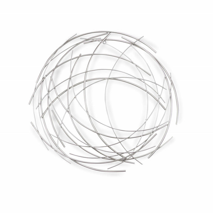 25.5" Silver Metal Abstract Round Hanging Wall Art