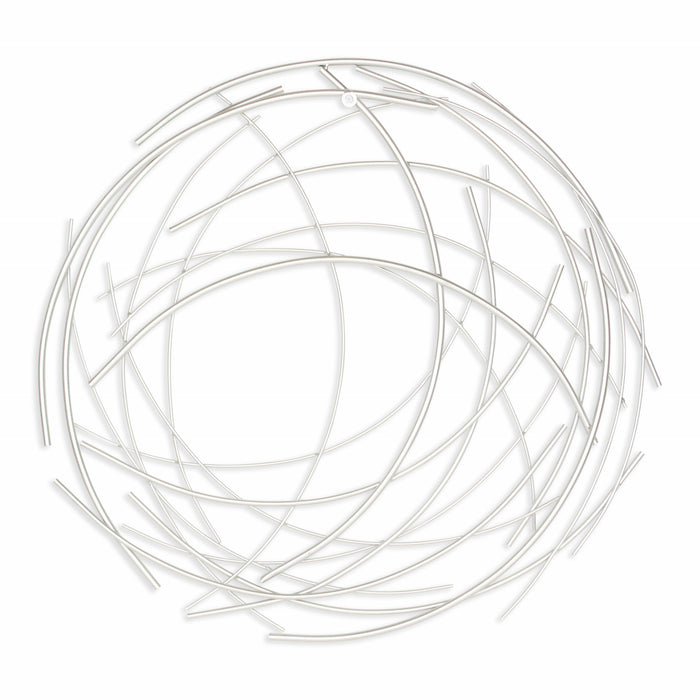 25.5" Silver Metal Abstract Round Hanging Wall Art