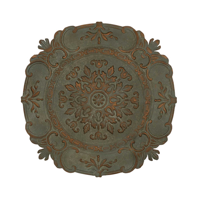 30.5" Distressed Green European Medallion Metal Wall Decor