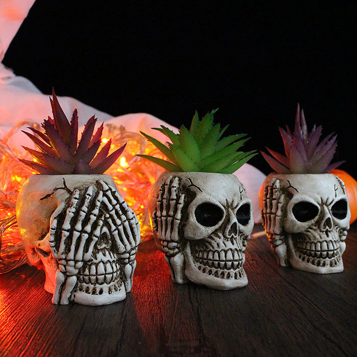 3Pcs Skull Head Planter Pot